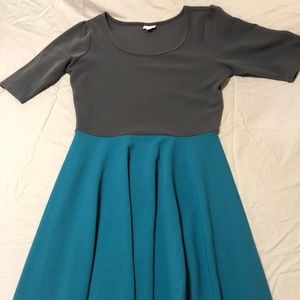 Lularoe Nicole dress -gray & teal. New!